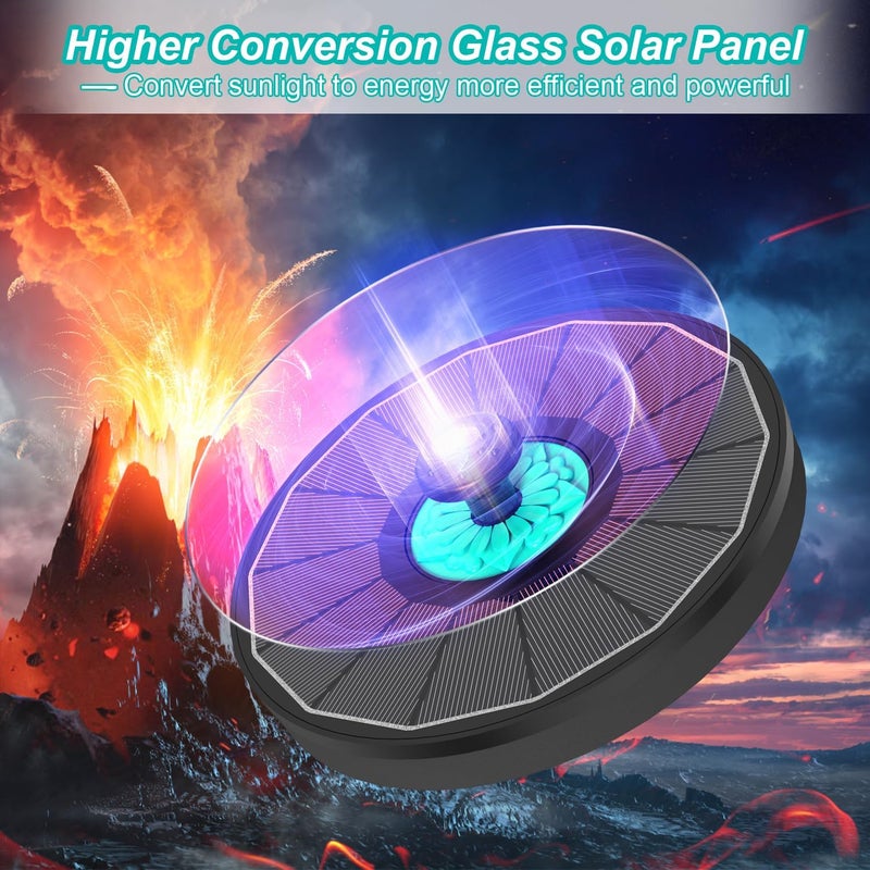 GAIZERL Solar Fountain with Cyan Flower - Attract Birds - Upgrade 3.5W Solar Bird Bath Fountains, Solar Powered Water Feature Fountain Pump with 7 Nozzles for Hummingbirds, Garden, Pool, and Pond - Image 5